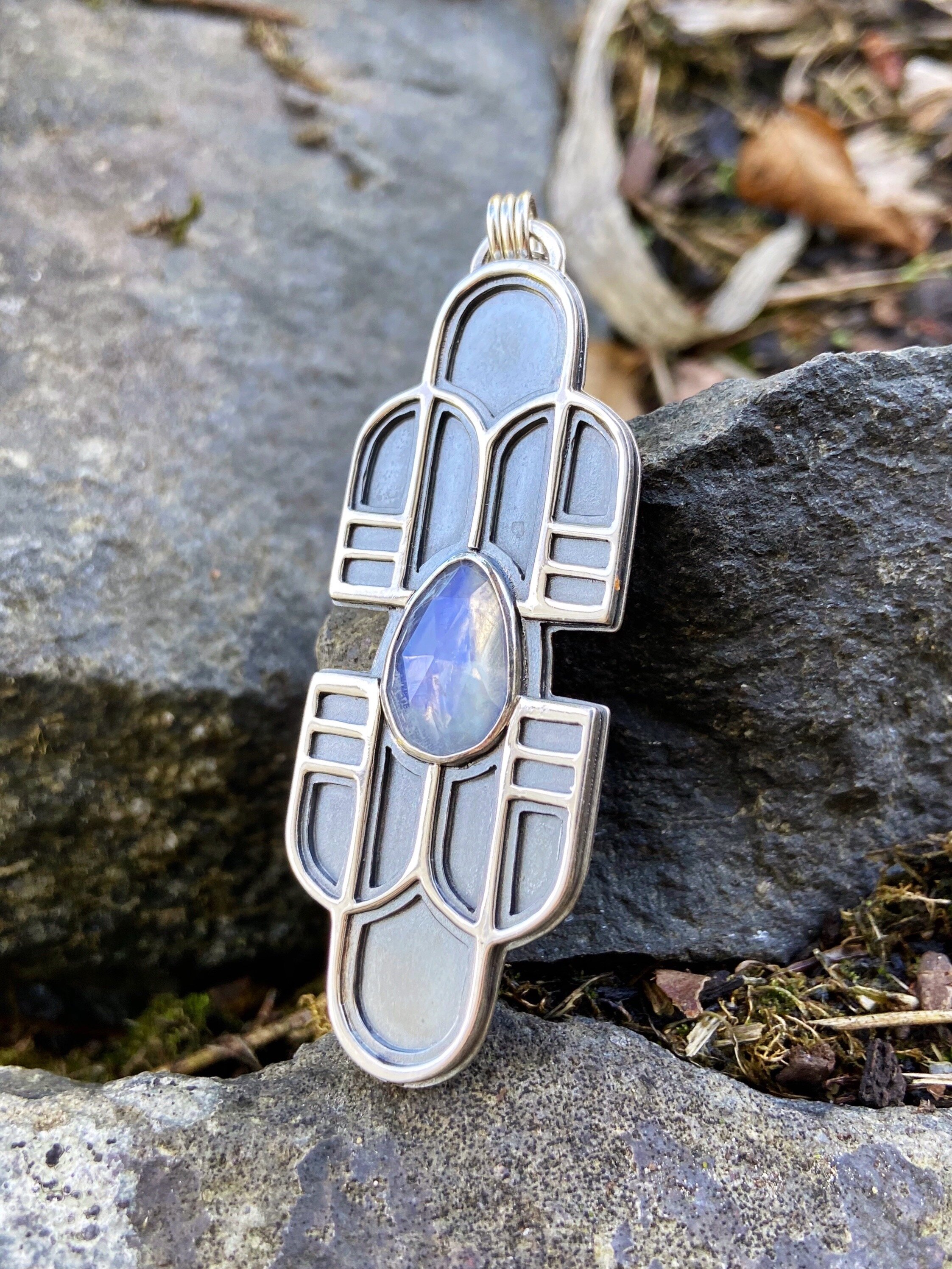 'Broken' - Rainbow Moonstone Necklace 