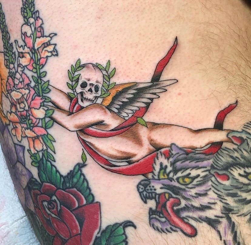 Cupid with a skull head by @rometattoo_! Contact us today for booking information!
3KBK@THREEKINGSTATTOO.COM
.
.
.
#threekingstattoo #3k #3kbk #3knyc #3kli #3kldn #colortattoo #traditionaltattoo #tradtattoo #nyctattoo #bktattoo #nyctattooartist #bkta