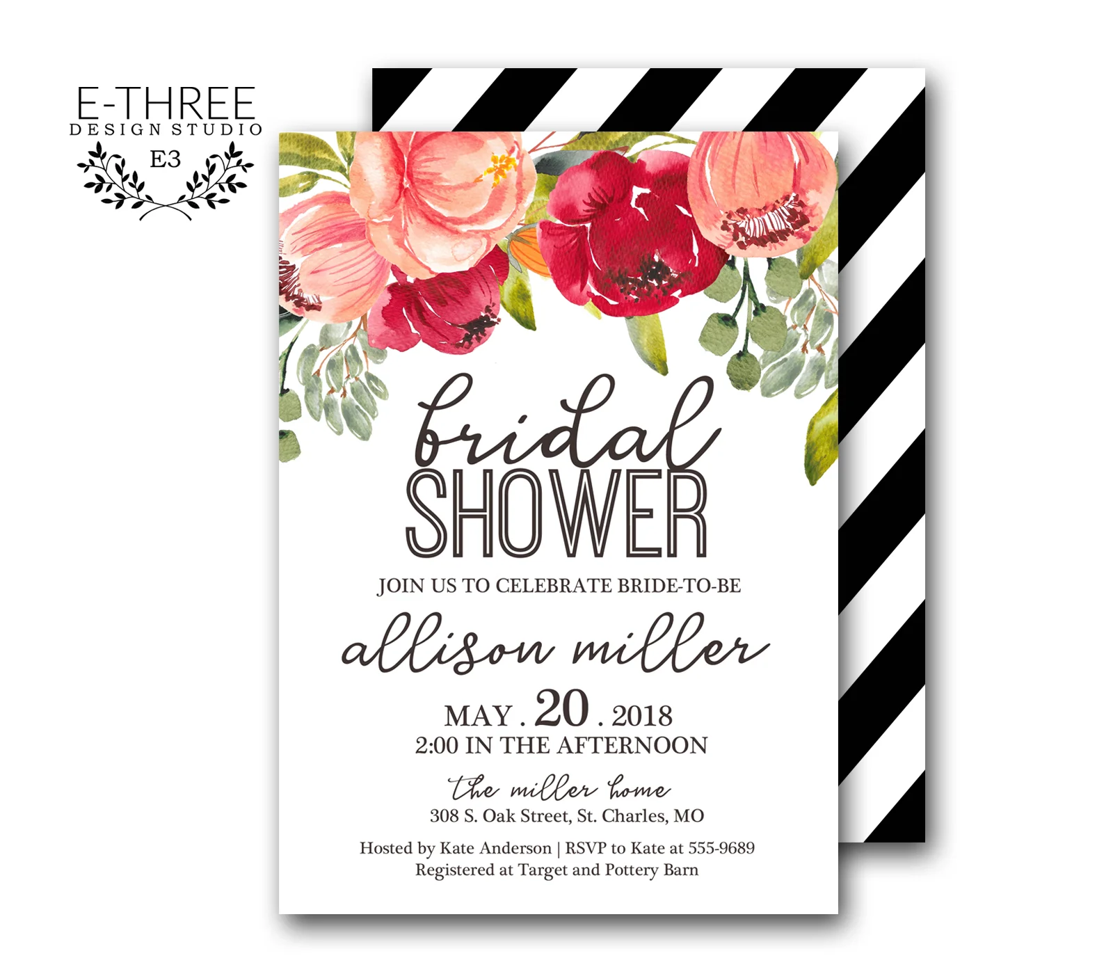 Watercolor Floral Bridal Shower Invitations