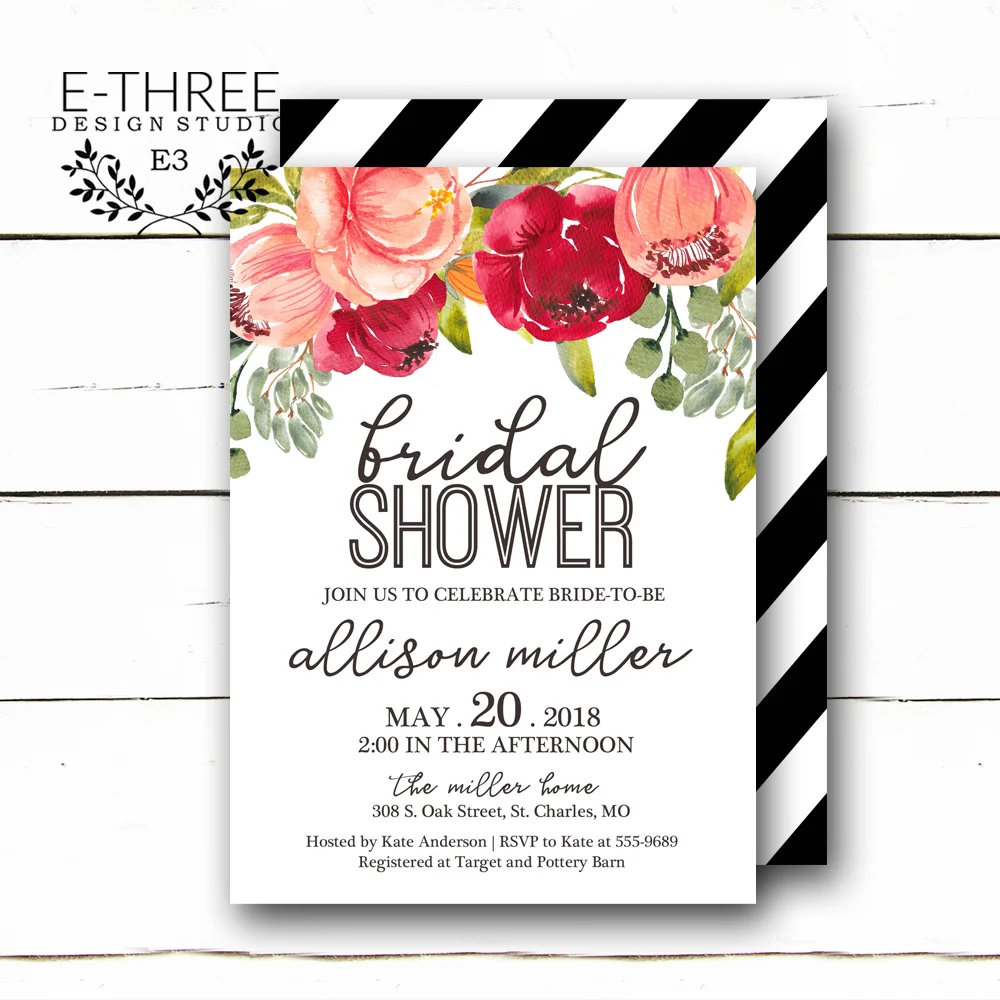 Boho Floral Bridal Shower Invitations