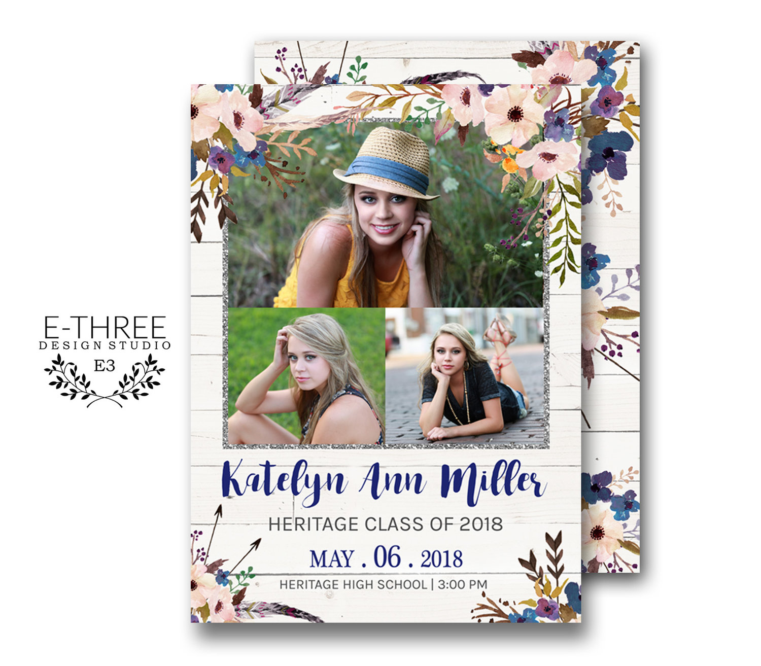 Download Invitations Announcements Printable Graduation Invitation College Graduation High School Graduation Floral Graduation Announcement Paper Party Supplies