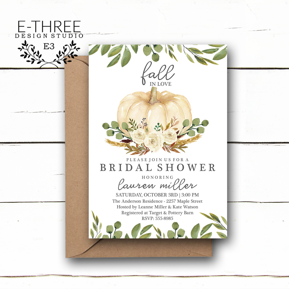 Fall Bridal Shower Invitation Template Fall in Love Autumn 