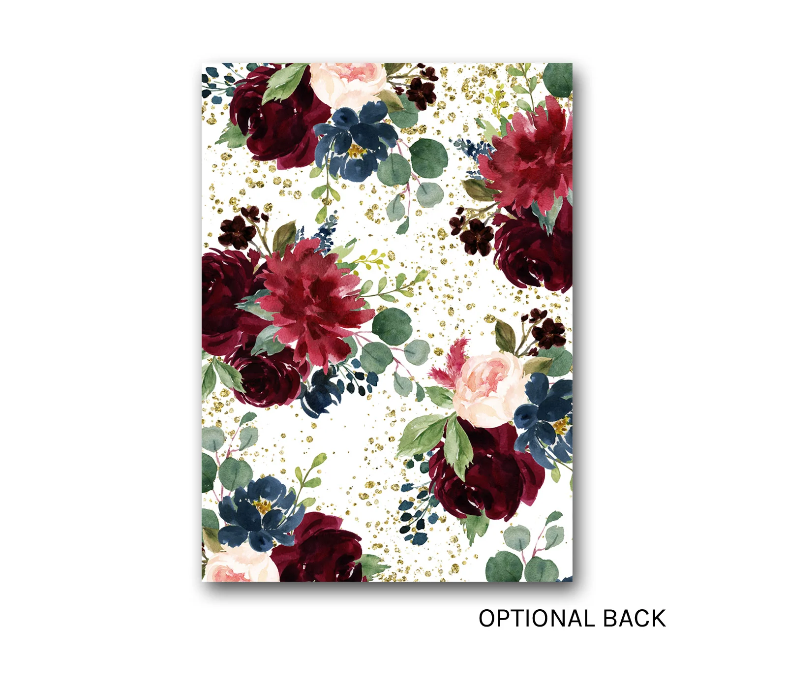 Navy Blue Burgundy and Blush Floral Bridal Shower Invitation with Gold