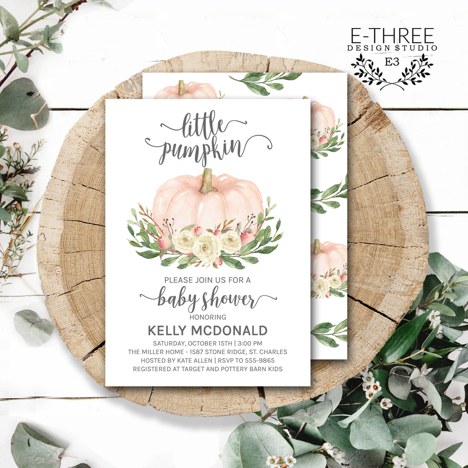 Pastel Pumpkins Invitations Party Supplies Collection - PARTY