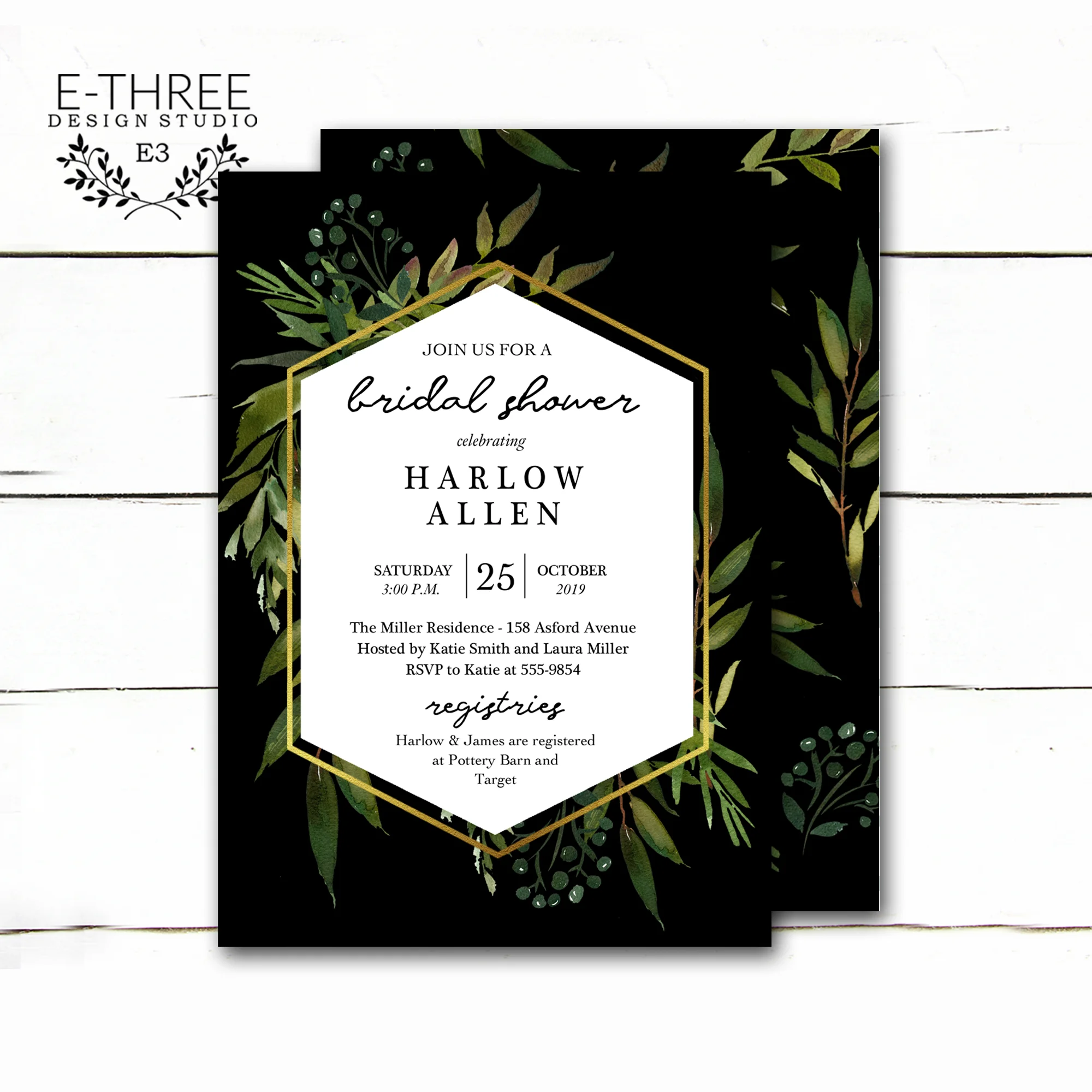Elegant Greenery Bridal Shower Invitation