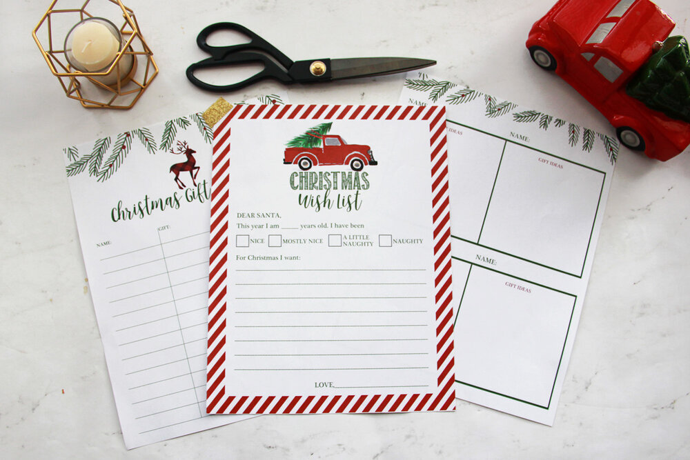 Letter to Santa and gift checklist