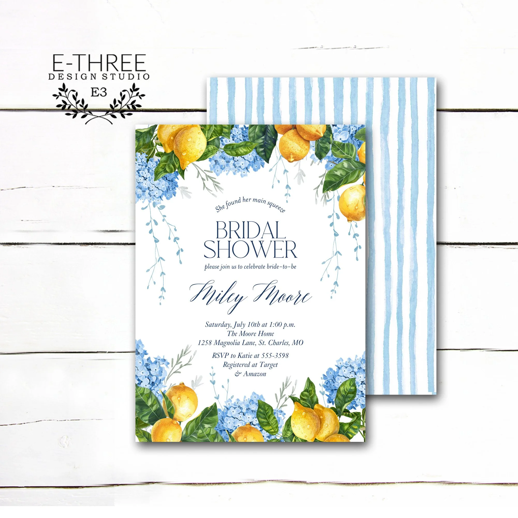 Lemon and Hydrangeas Wedding Shower Invite.jpg