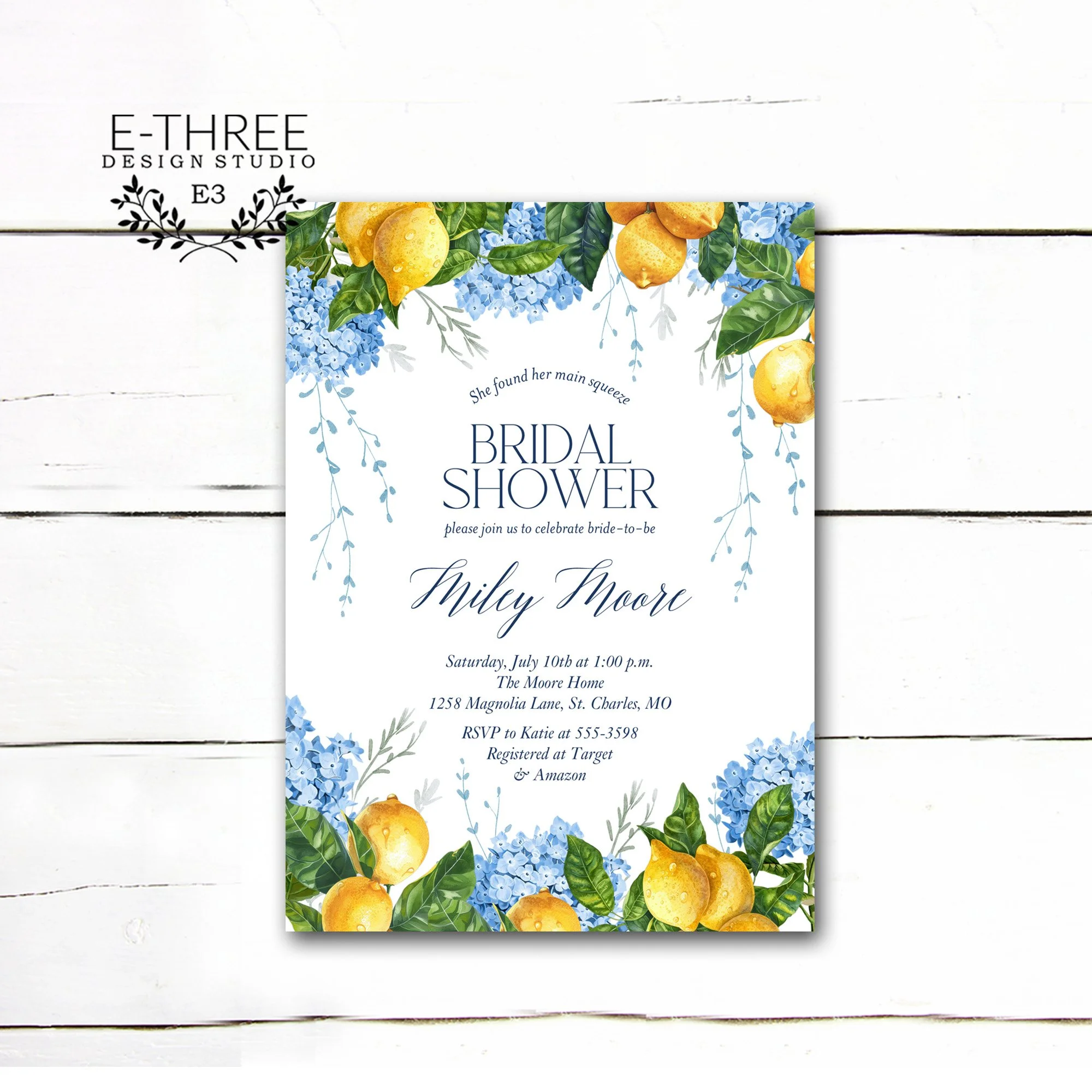 Lemon and Hydrangeas Wedding Shower Invite 2.jpg