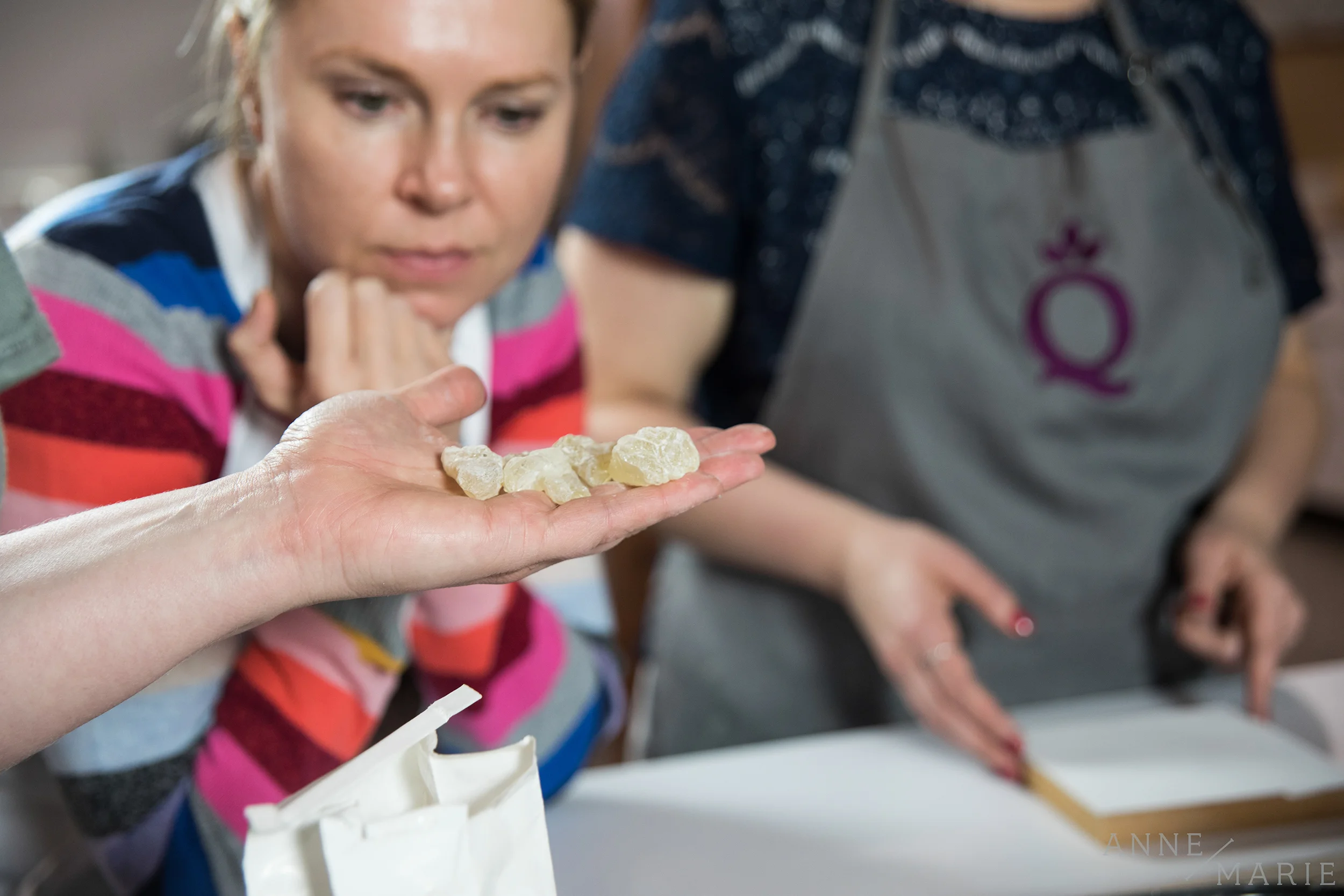 Amber shows off resin crystals. These are mixed with the wax and allow it to be more translucent and durable and prevents a white cloud from developing on the surface.