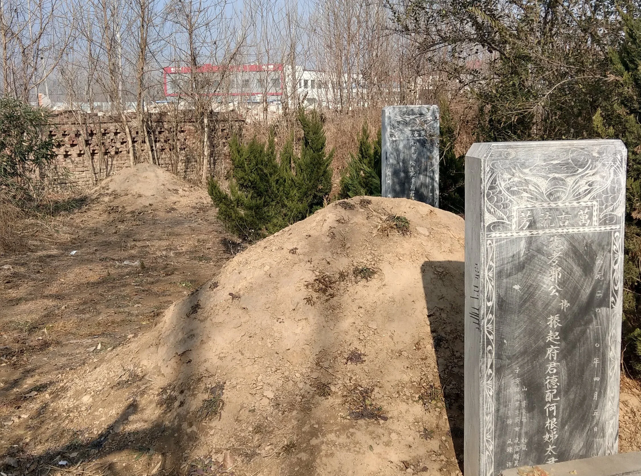 The family graveyard. The closest grave is my grandfather’s brother, the tombstone behind is my great-grandfather, and great-great-grandfather is near the wall. He does not have a headstone because no one accurately remembers his name.