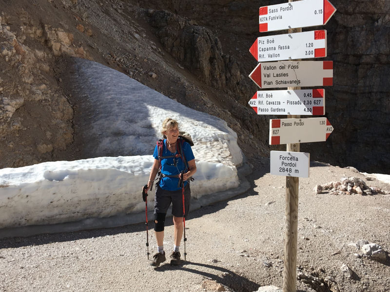 Piz Boe - Melissa above Switchbacks