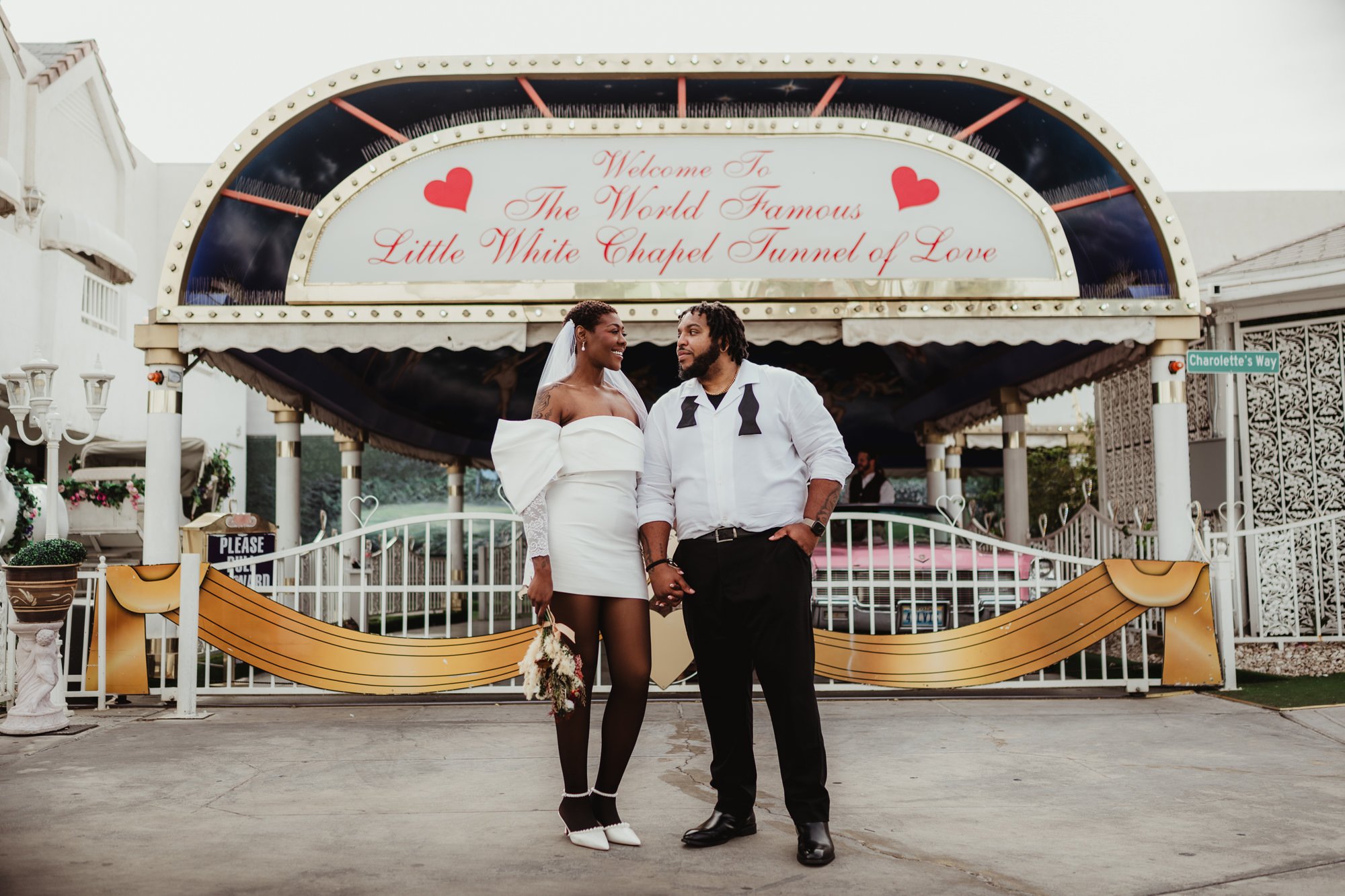 Little White Chapel and Fremont Street Elopement Photos