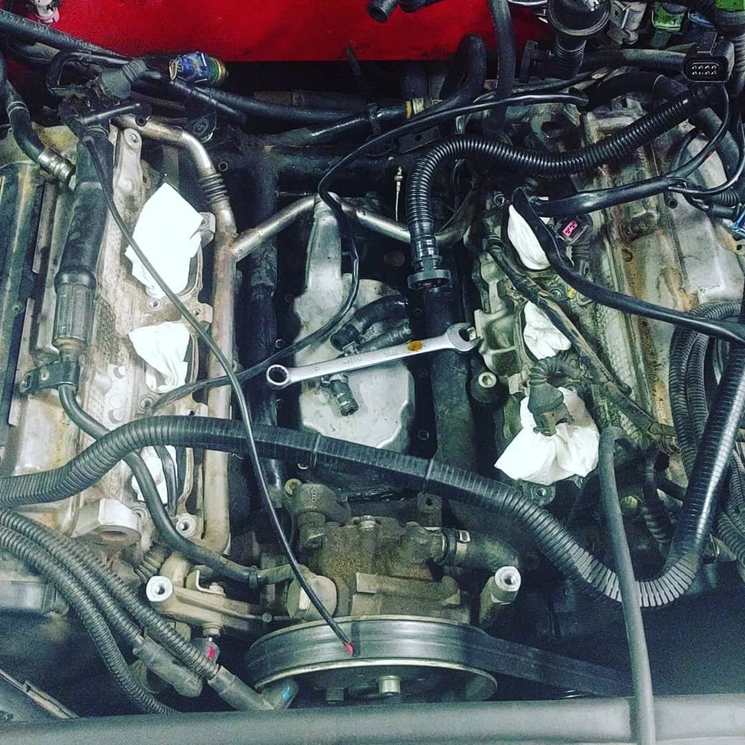 2.8L water leak rear pipe required intake manifold to be removed.