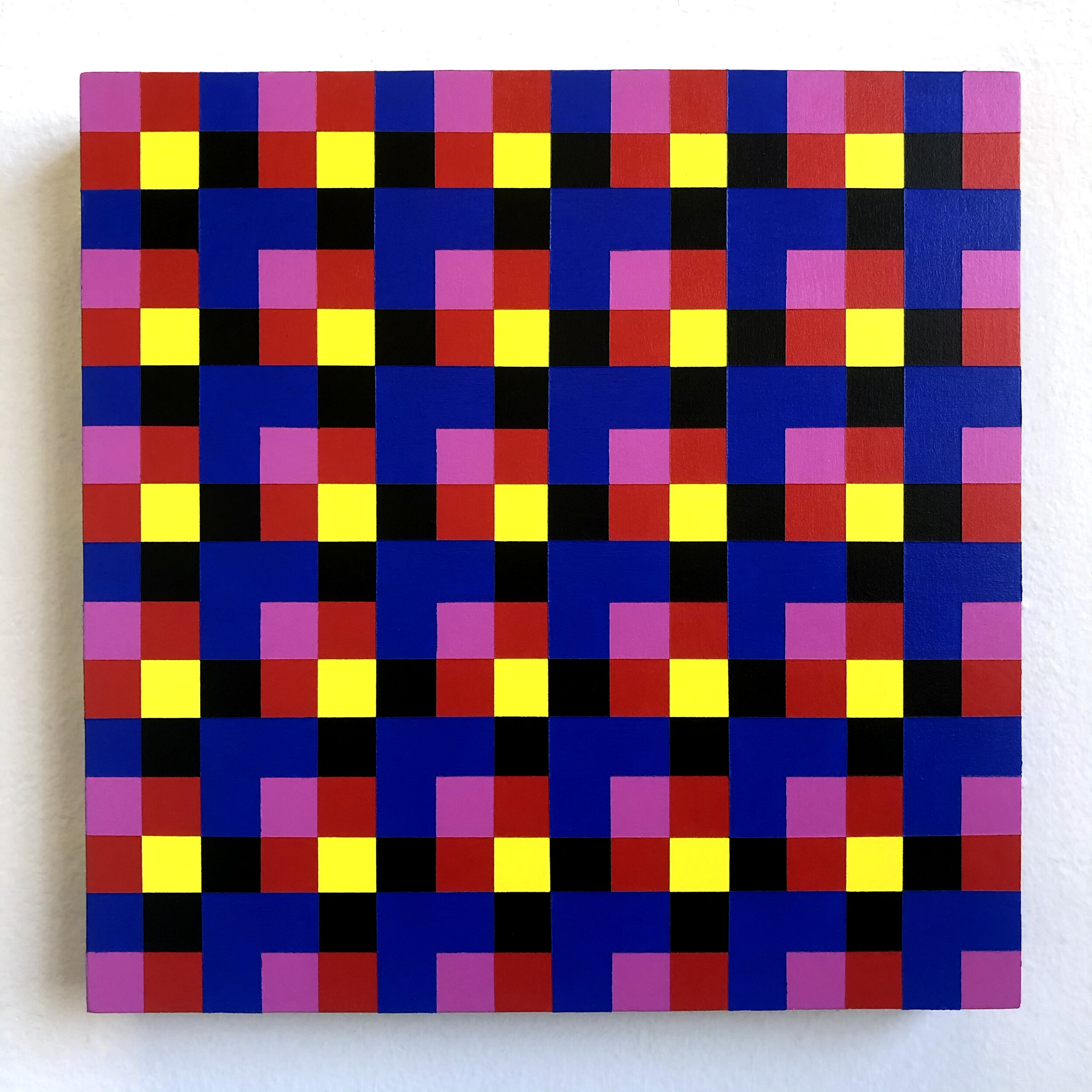 'Kitty's Gambit', acrylic on wooden panel 30.5 x 30.5 x 3.8cm)