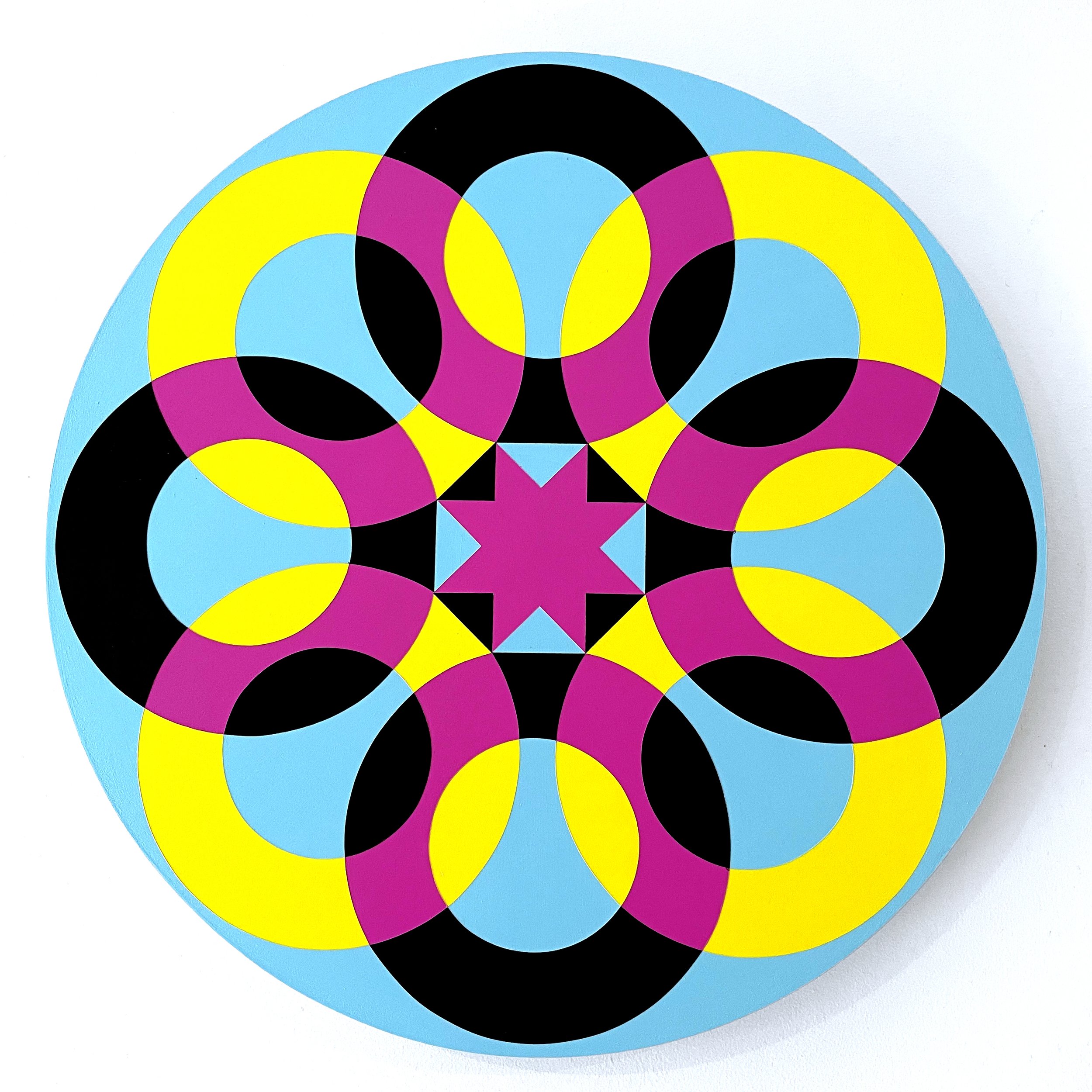 'Sisterhood 01', acrylic on wooden panel (40cm diameter)