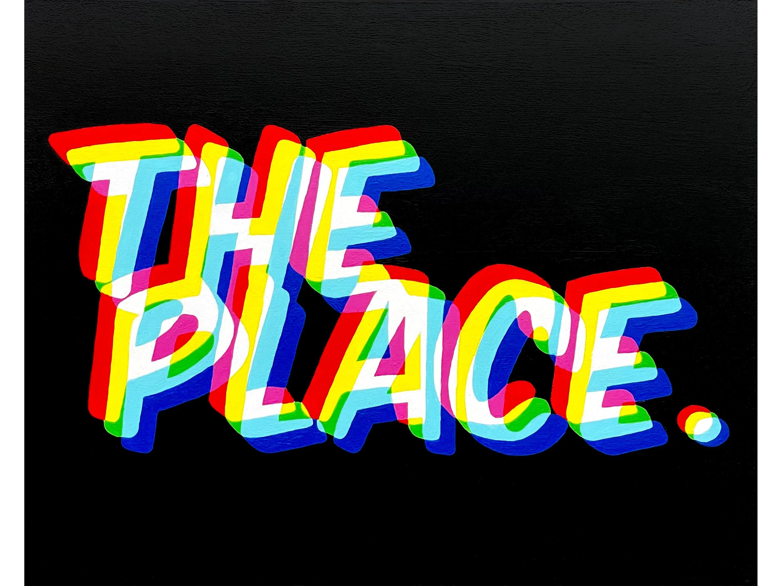 'This Must Be The Place' Triptych,  acrylic on wooden panels, each 20 × 25 cm, 2023