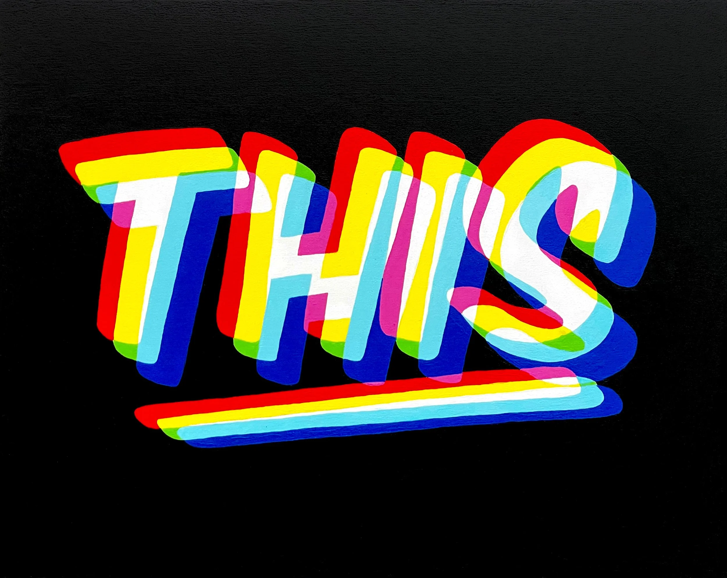 'This Must Be The Place' Triptych, acrylic on wood panels, each 25cm x 20cm, 2023