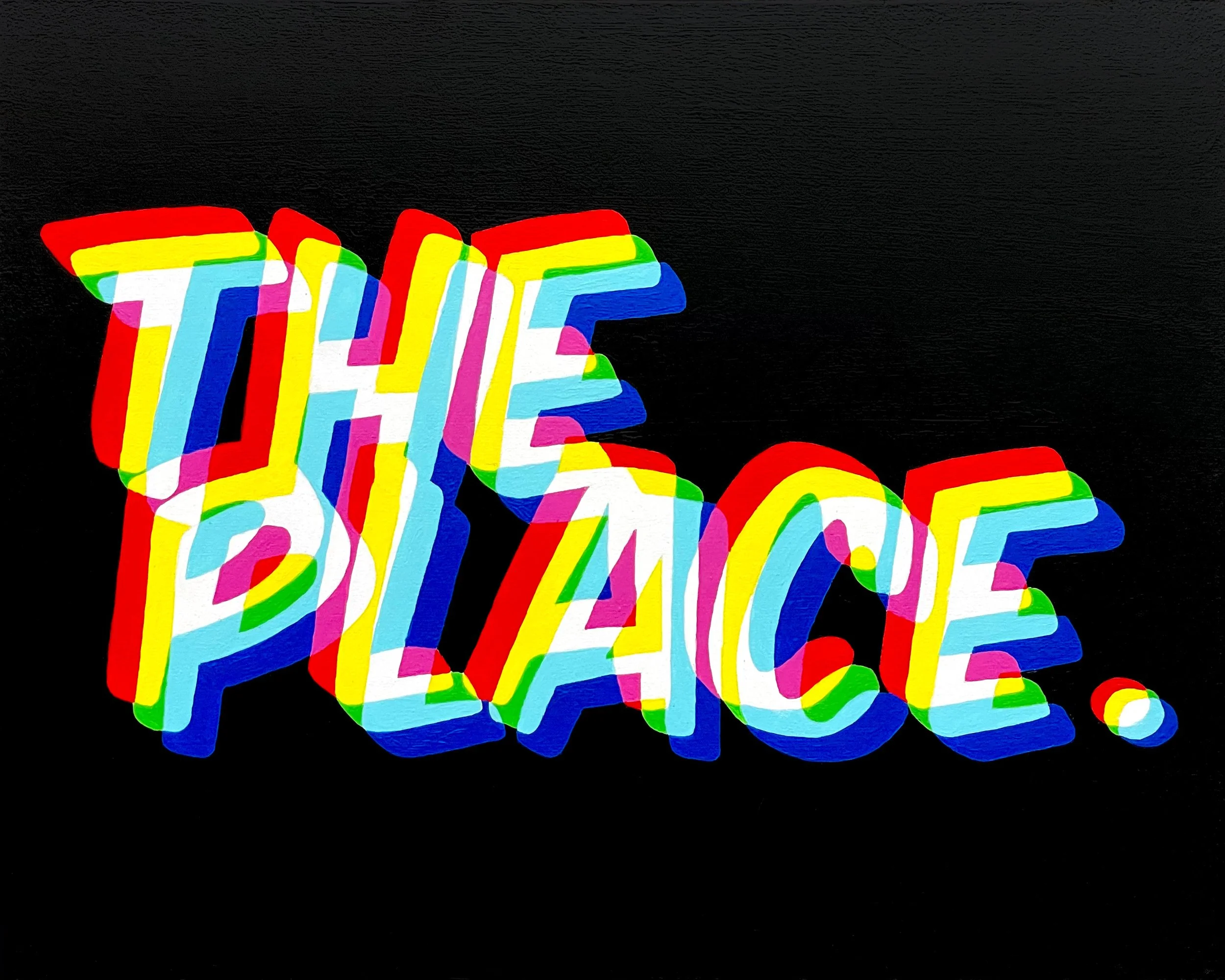 'This Must Be The Place' Triptych, acrylic on wood panels, each 25cm x 20cm, 2023