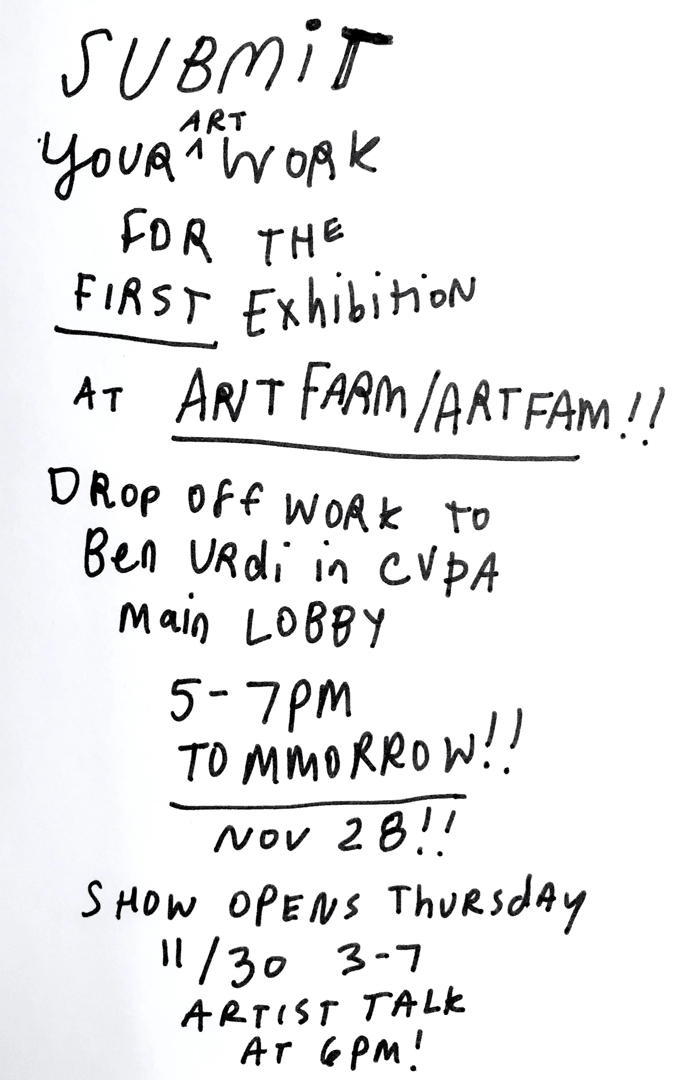 The organizers of Student Sabbatical, Ben Urdi and Armani Marquez-Chavez, did a great job pulling the show together this week, and it features work by fifteen artists! On Thursday November 30, we had an opening reception that included artist talks at 6PM.