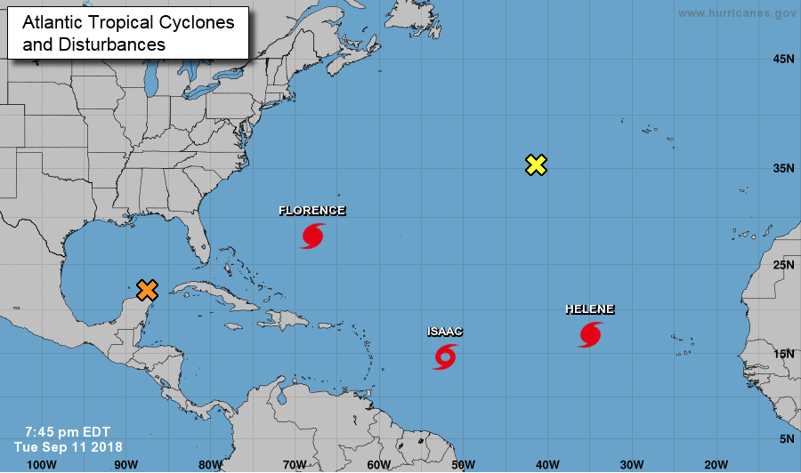 Atlantic tropical cyclones and disturbances Monday at 7:45 p.m. (National Hurricane Center)