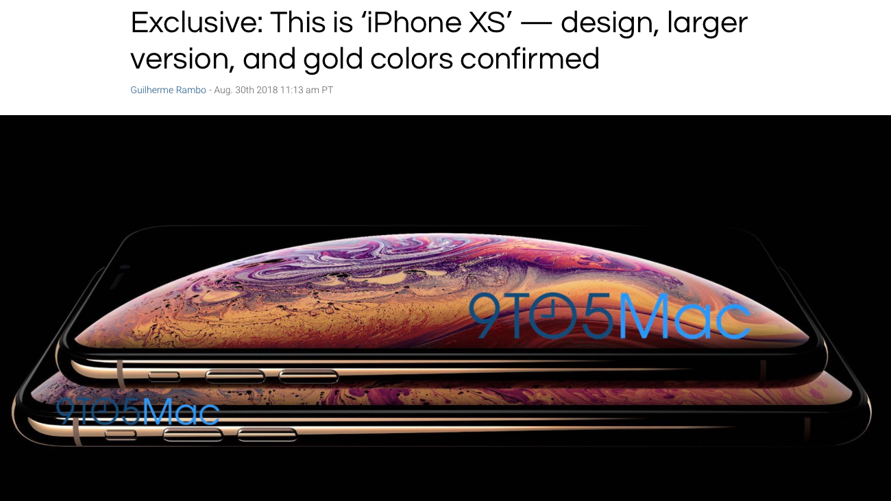On Aug. 30, 9to5Mac published an article saying that the photo above shows new iPhones to be announced today, without explaining how it knew the photos were accurate or how it learned the model name. The article provided no sources for the information.