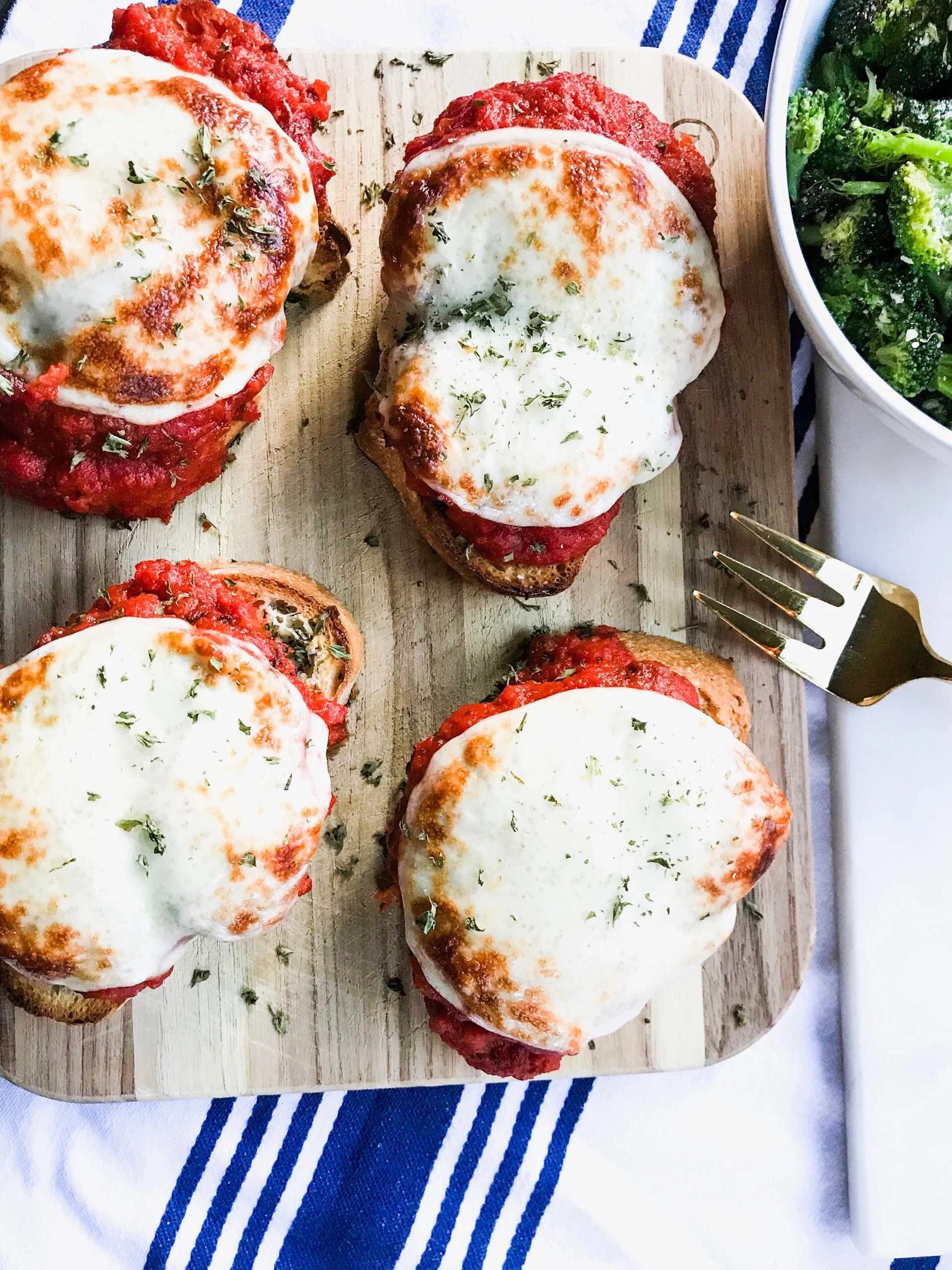 Open-Faced Italian Turkey Burgers