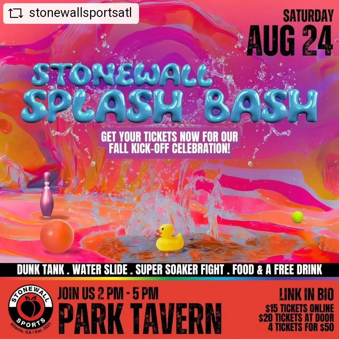 #REPOST @stonewallsportsatl with @get__repost__app  Welcome to our Inaugural Splash Bash! 🌊☀️

All are welcome! This is an event to gather with fellow LGBTQIA+ players, friends, partners etc as we wrap out the summer and launch into our fall seasons