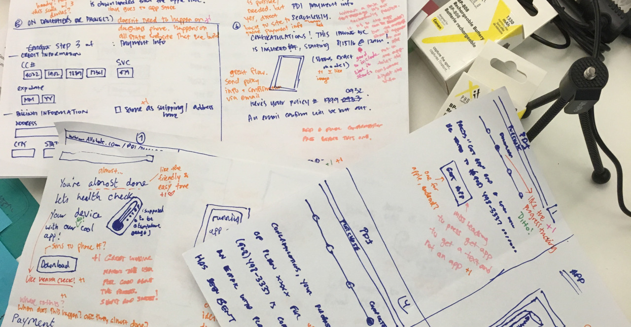 Initial sketches in brainstorming session
