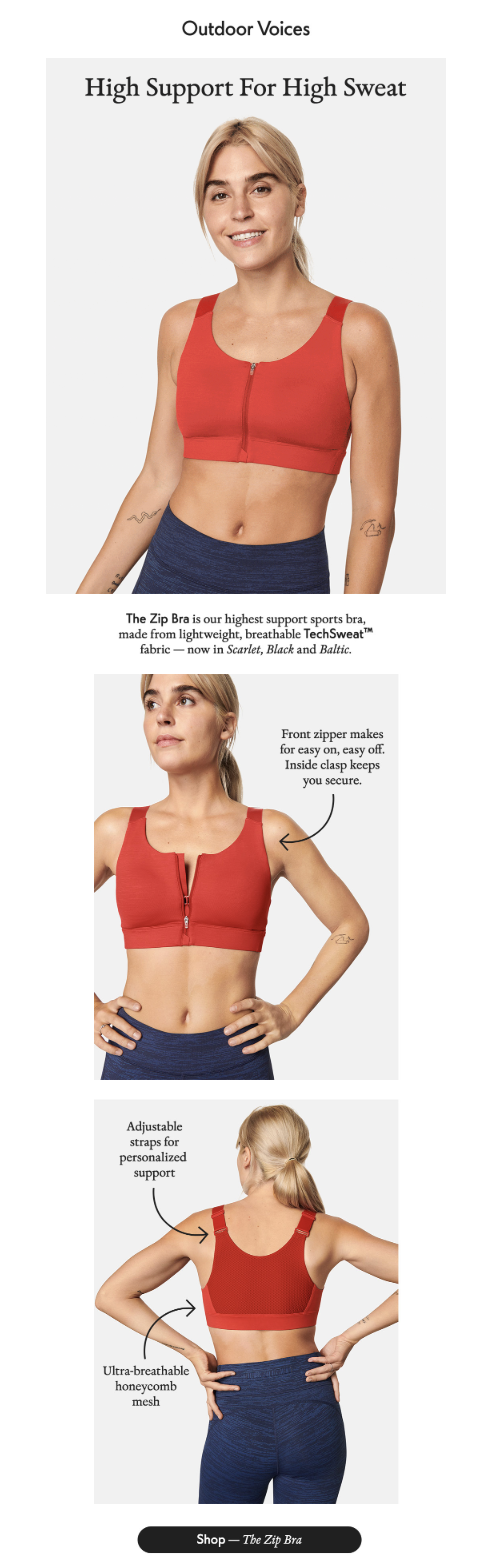outdoor voices zip bra