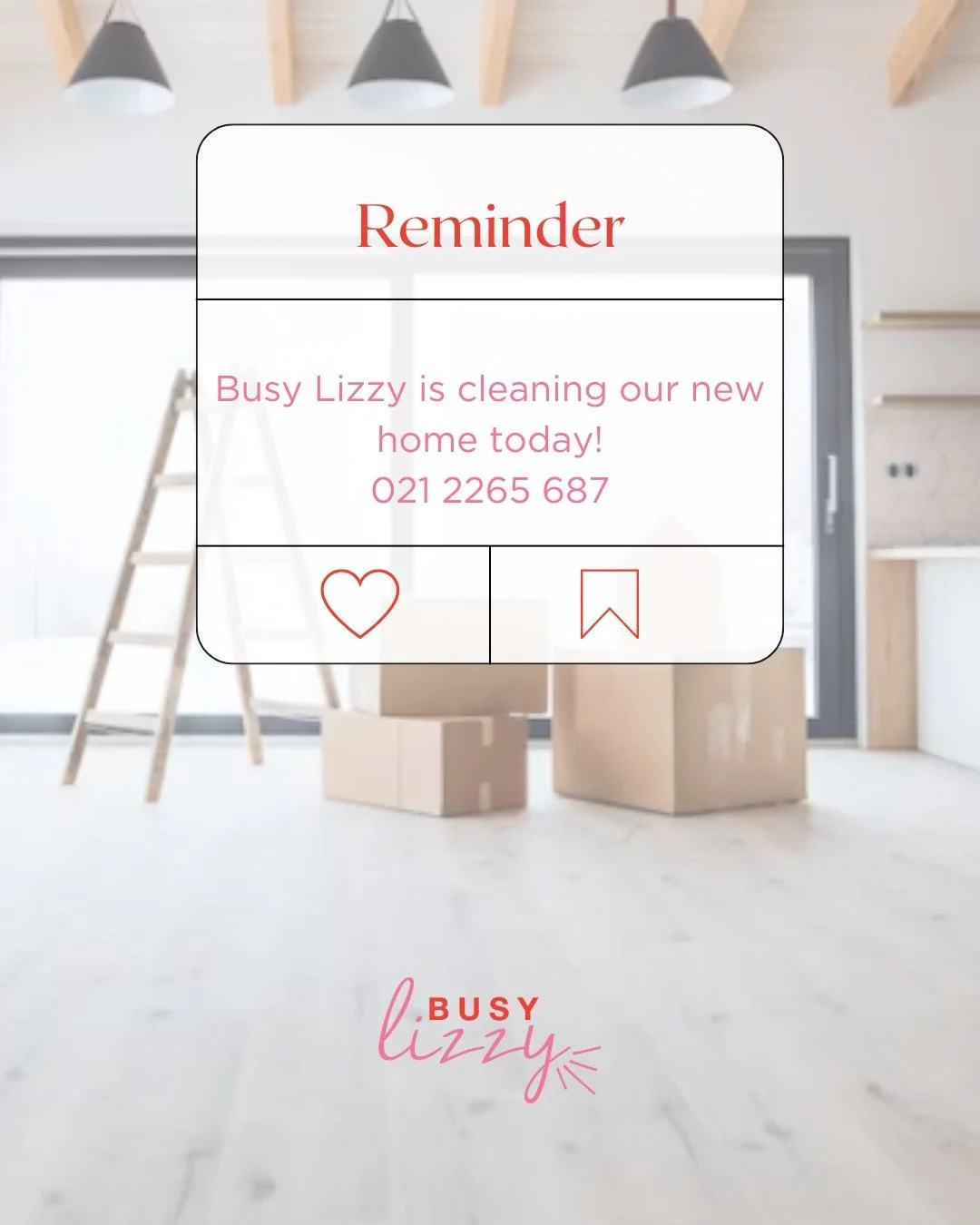 Reminder!

Getting our new home spick and span with Busy Lizzy! 🏠✨ 

#NewBeginnings #HomeCleaning #BusyLizzyQueenstown
#HouseGoals #CleanHomeHappyHome #FreshStarts #SparklingSpaces #MovingInReady