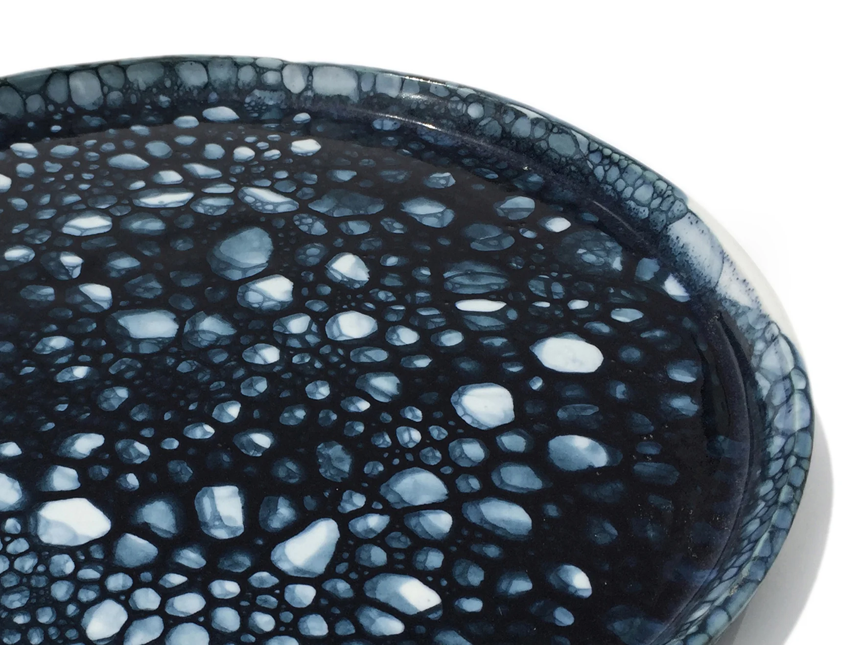 Bubble Platter: Black & Blue full coverage glaze