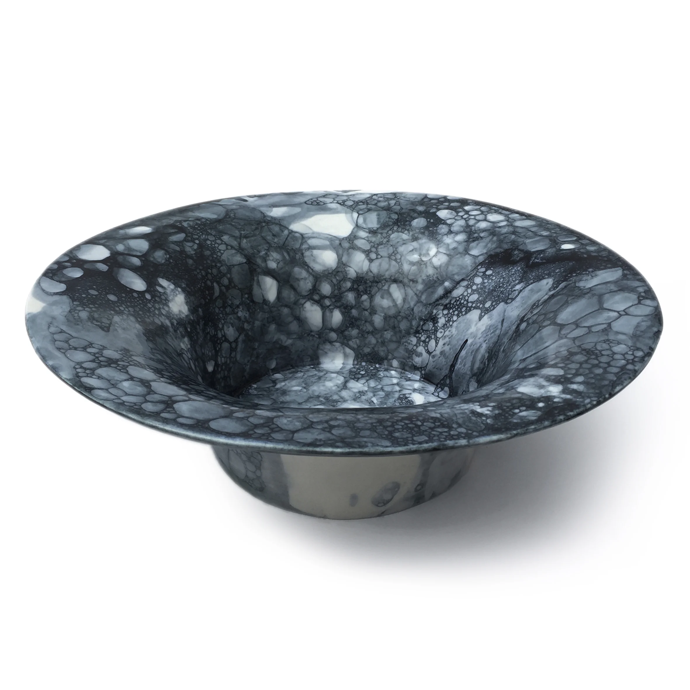 Large Porcelain Collector Bubble Bowl - Black-Blue
