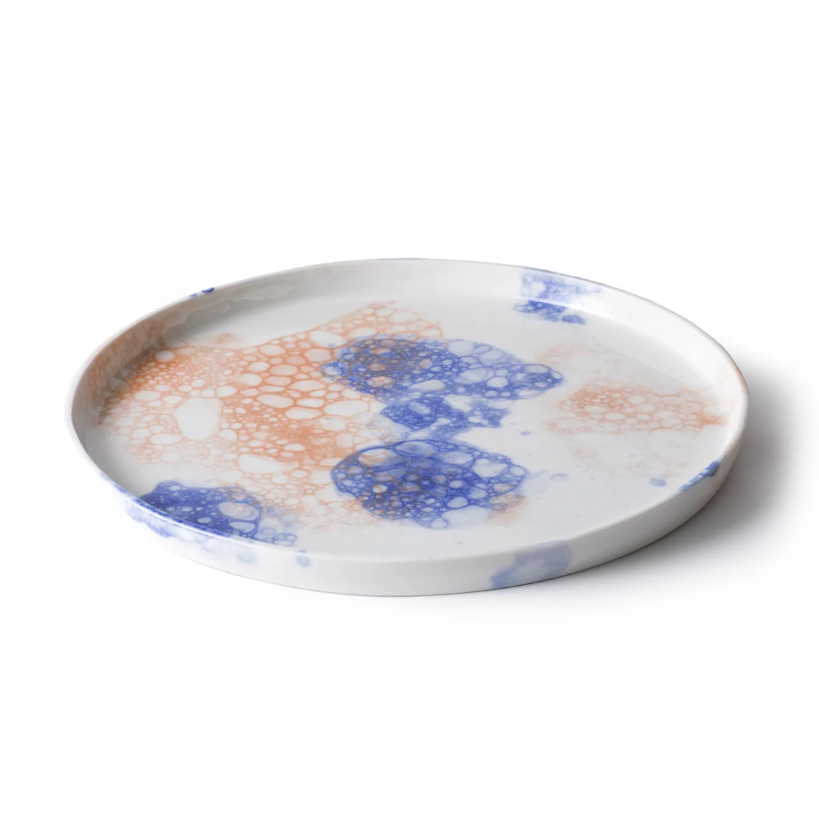 Large Porcelain Bubble Platter - Blue and Orange