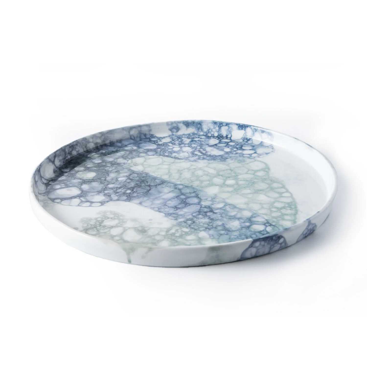 Large Porcelain Bubble Platter - Olive and Blue