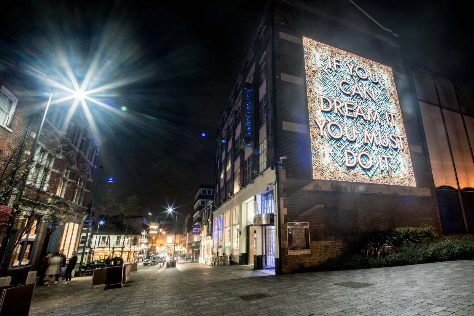 Hat Factory Arts Centre, Luton with ‘Beacon’ by Mark Titchner