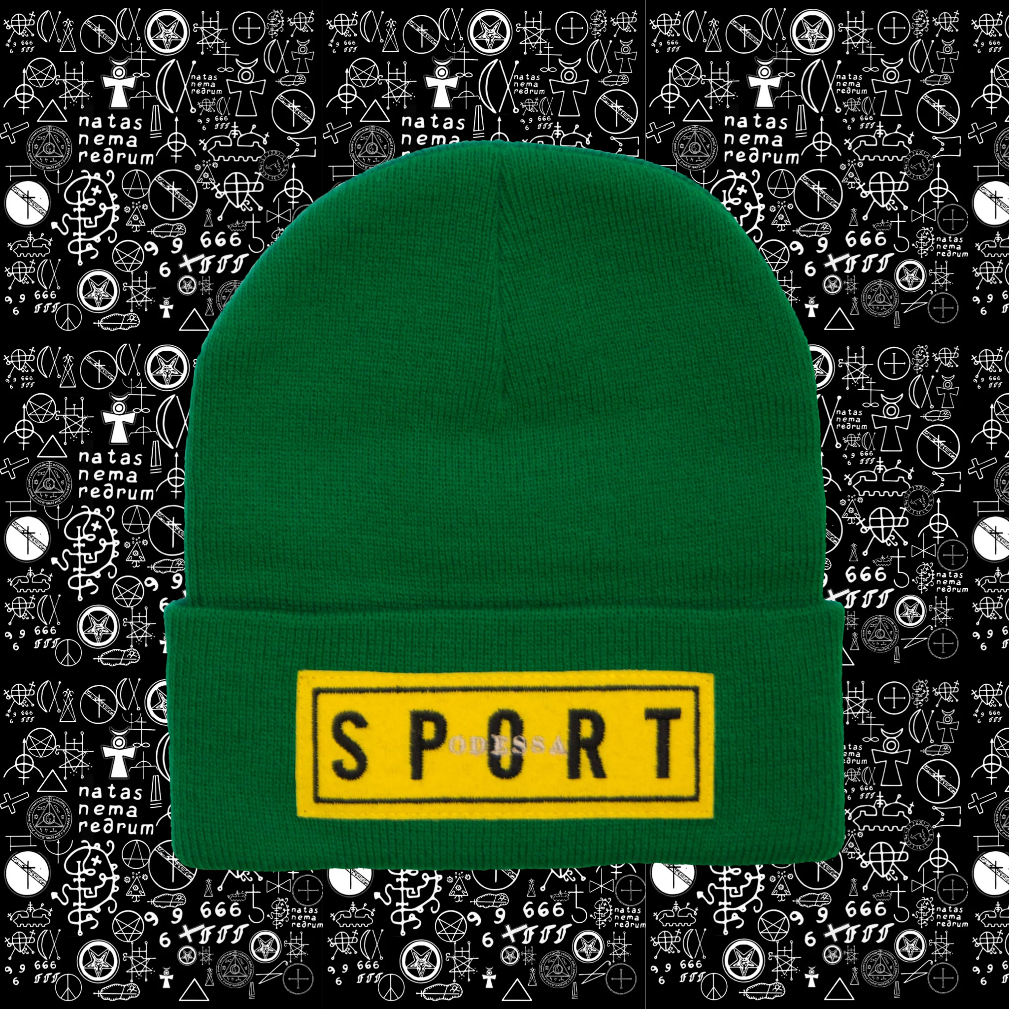 Embroidered Felt Sport Beanie (Green)