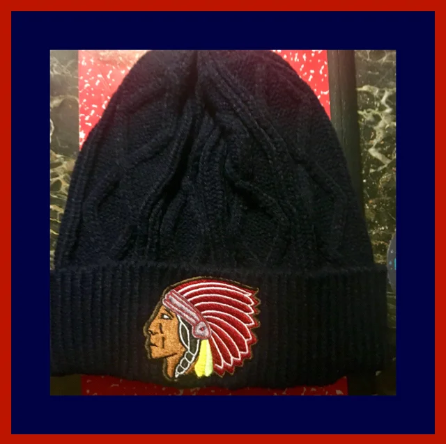 Indian Burning Flag Cableknit Beanie (Navy)
