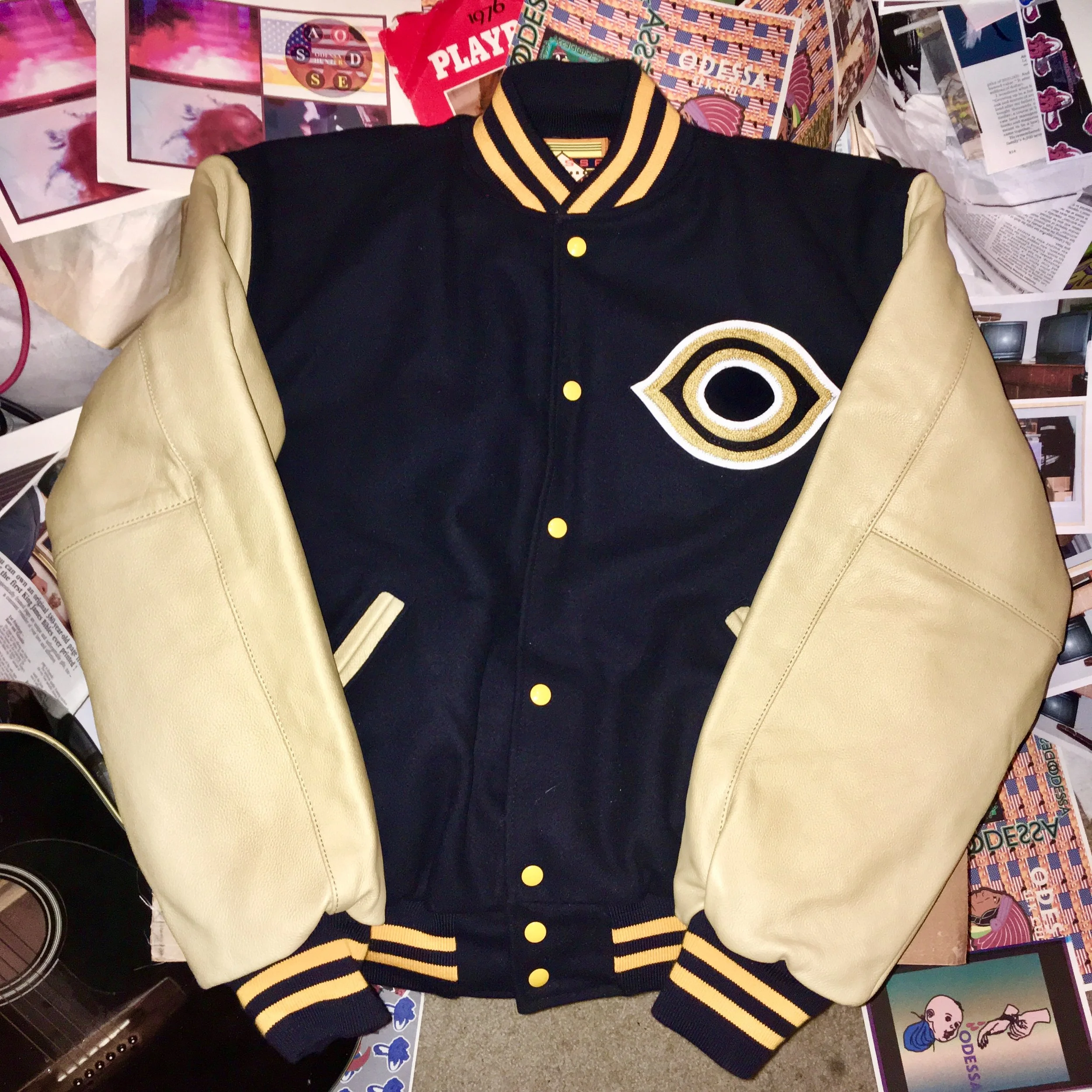Christine Varsity Jacket (Blue and Cream)