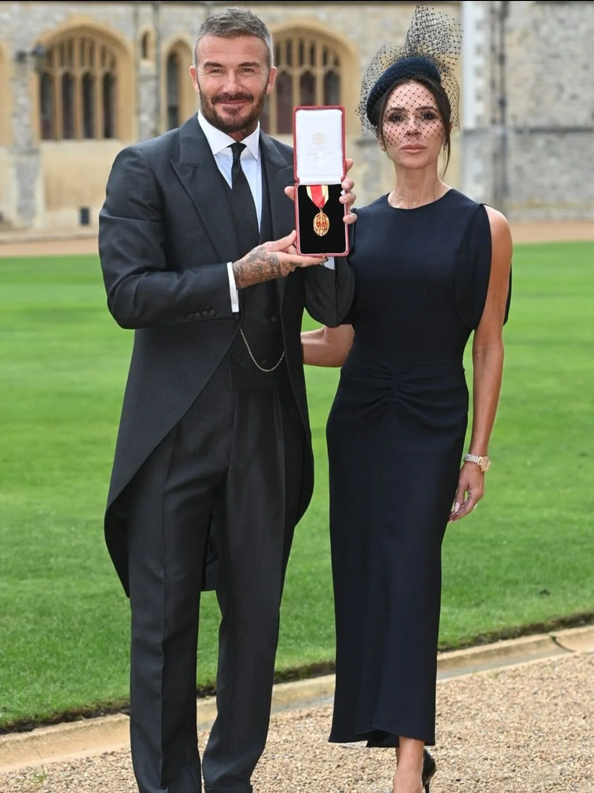 Congratulations David and Victoria 🥂 

Victoria Beckham attended the investiture where David Beckham was knighted by King Charles III at Windsor Castle. As a result of his knighthood Victoria becomes Lady Beckham 🥂

Dressed impeccably in one of her