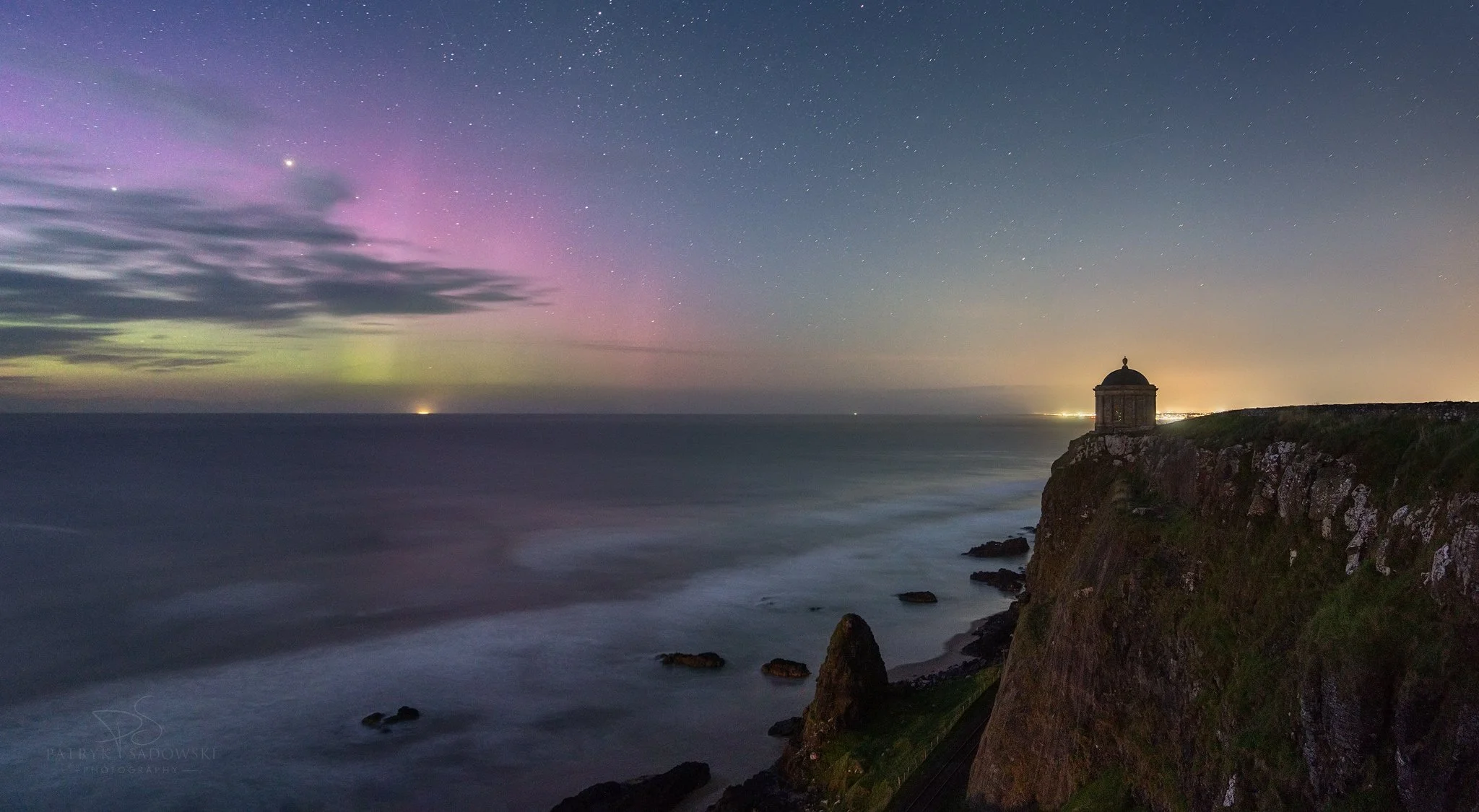 Northern Lights at Mussenden Temple