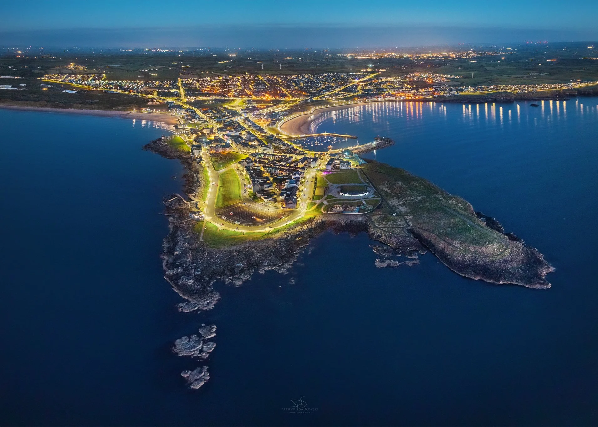 Portrush at Night - Aerial view