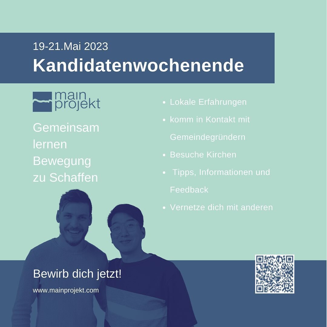 KANDIDATENWOCHENENDE 
Frankfurt | 19-21 Mai 2023 
&mdash;&mdash;
&mdash;&mdash;
Gemeinsam
lernen
Bewegung 
zu Schaffen 
&mdash;&mdash;
mehr Infos 
@main.projekt