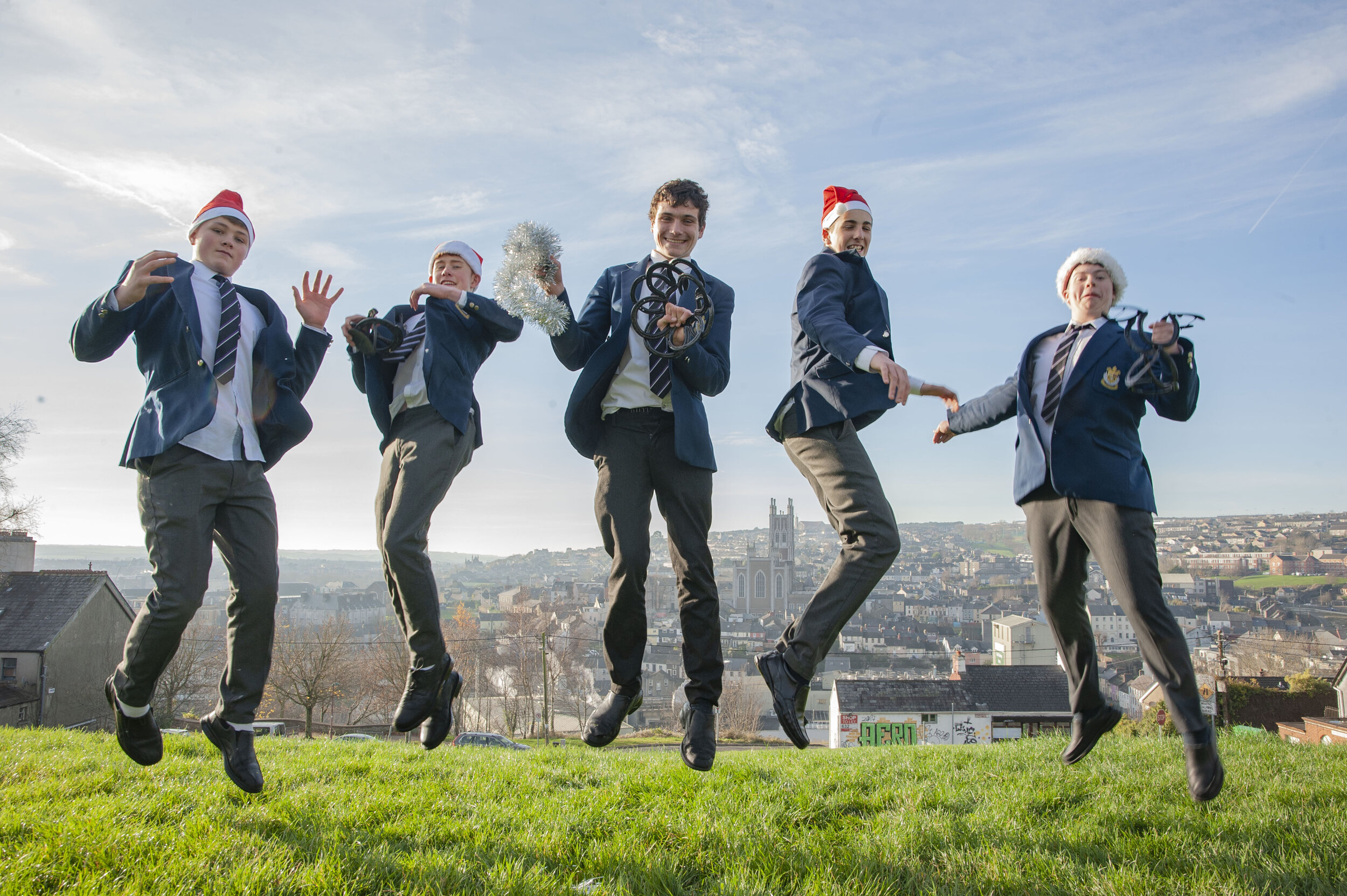  FREE PIC - NO REPRO FEE - Dec 2, 2019From left: Danny Sheahan, James Cuddigan, Conor Kelleher, Robbie Coughlan and Darren Sheehan from Presentation Sec. School get in some last minute training before the Cork LEO Schools Enterprise Christmas Trade F
