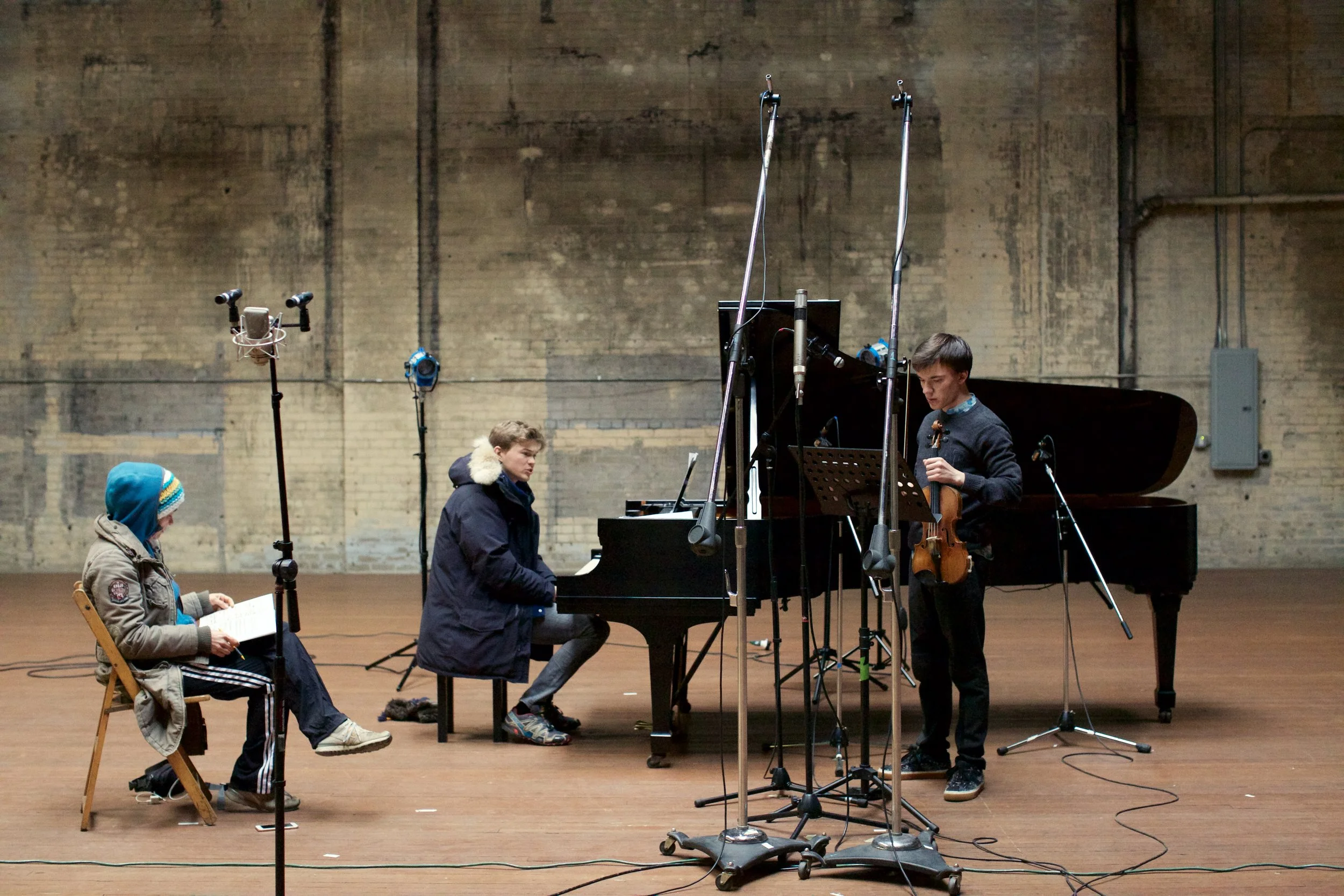 Caroline siegers, Ivan moshchuk, and Yury revich in studio. photo - stewart french