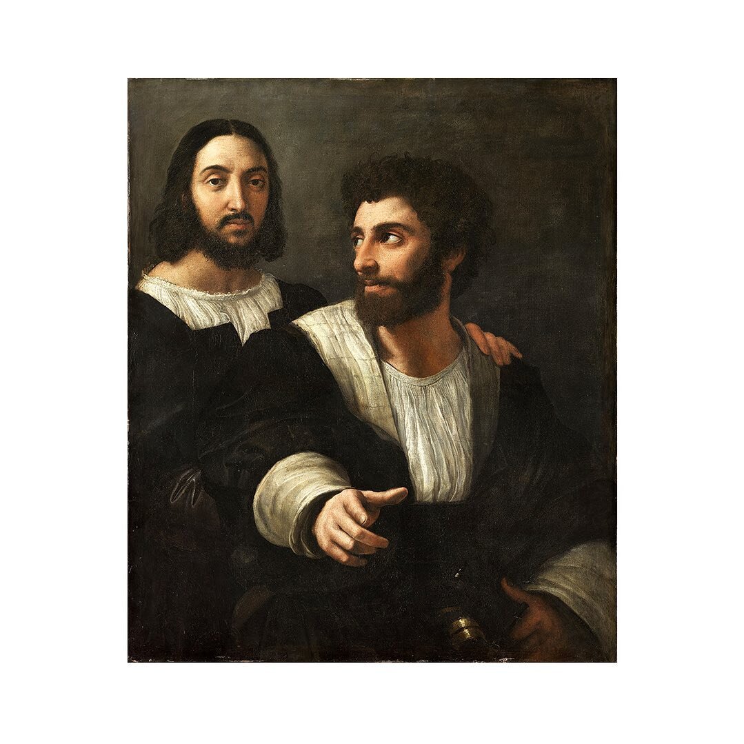 When we think of Raphael this picture is probably not the first that comes to mind. Could this really be the preeminent renaissance author, appearing humbly with a friend? I imagine a bit overworked and exhausted, yet absolutely focused. Even if the 