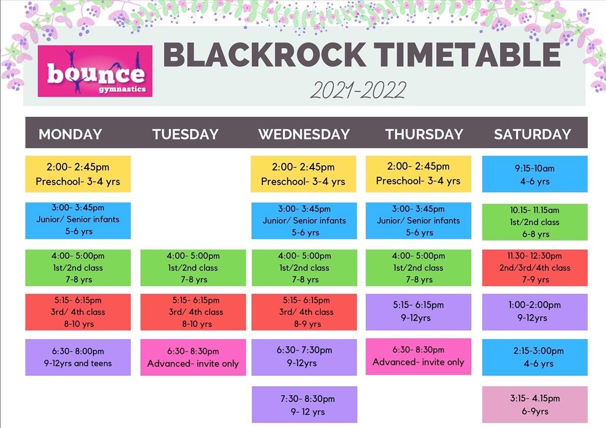 Attention all Blackrock gymnasts 🔔 
&bull;
Registration for current gymnasts opens today at 1pm via a link in your email. Please keep an eye on your emails today and if you don&rsquo;t receive it by 2pm please contact us directly. 
&bull;
Registrati