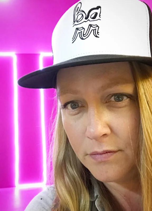 Barr script logo trucker hat