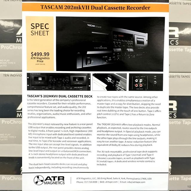 You like tapes?  We like tapes too! (We should hang out more)
Now in stock!  Tascam 202mkVII Dual Cassette Recorder with USB support built right in!  It's a beauty!
#cassettetapes #cassette #tapedeck #cassettedeck #tascam #new #analog #analogtape #ex