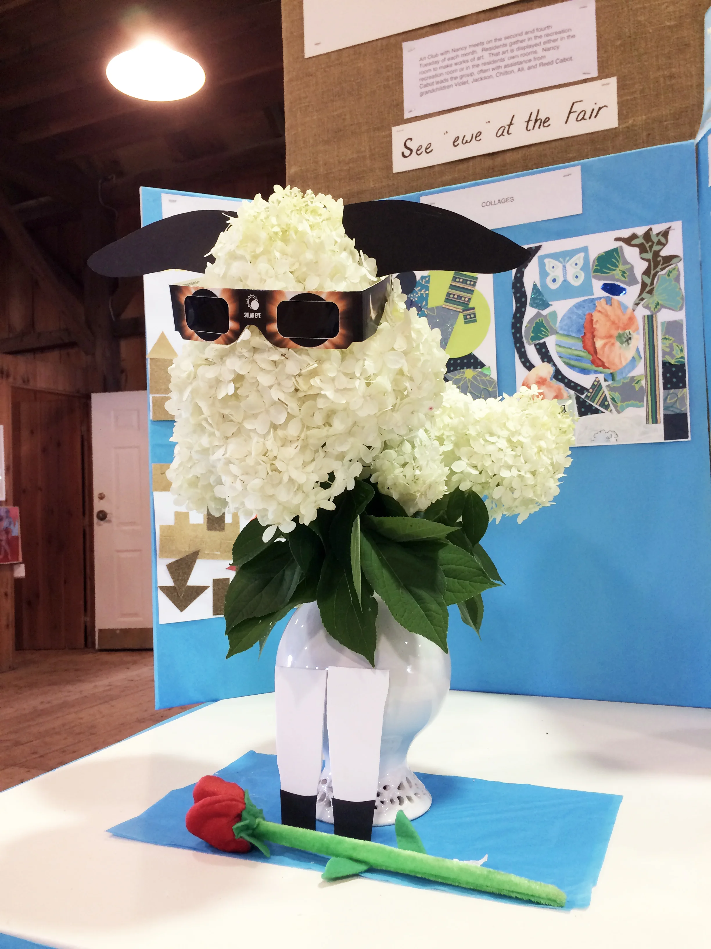 This was the 156th Annual Agriculture Fair on the island. This year's theme was "See Ewe at the Fair"...and it happened during Eclipse week. Here is one of the displays that someone entered.