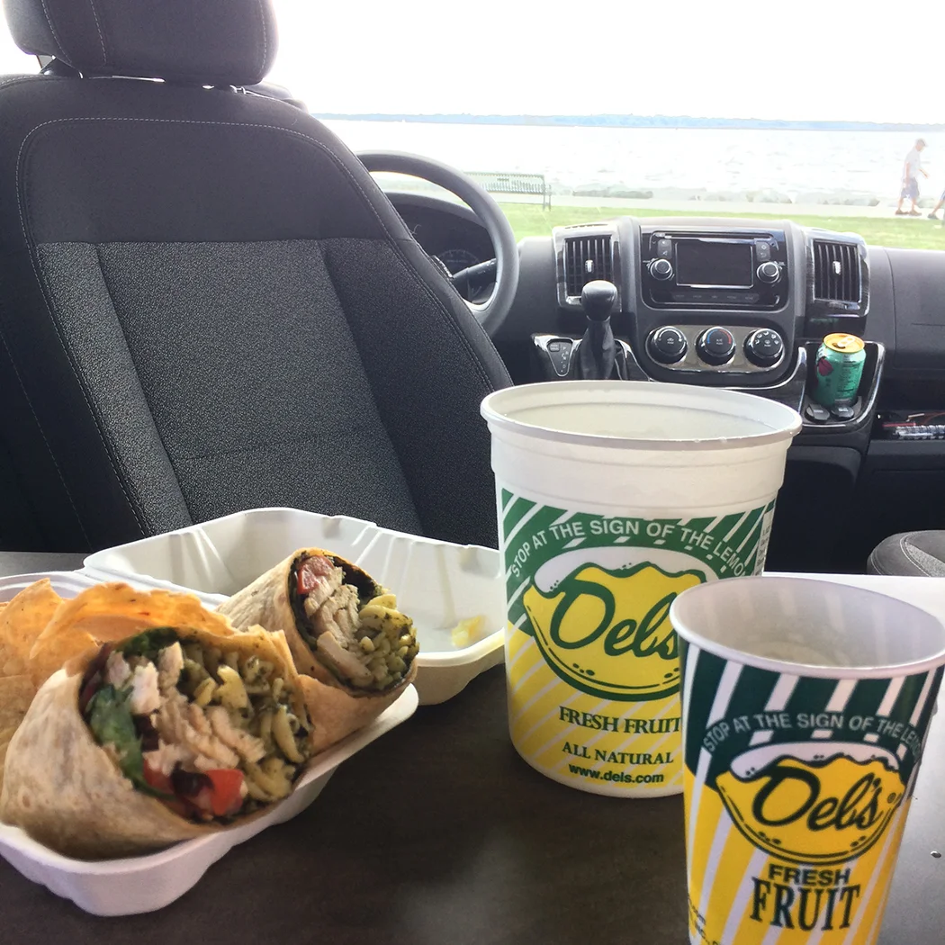 Indoor van picnic with a view at Colt State Park